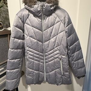 ZeroXposur Silver Quilted Jacket with Fur Trim
